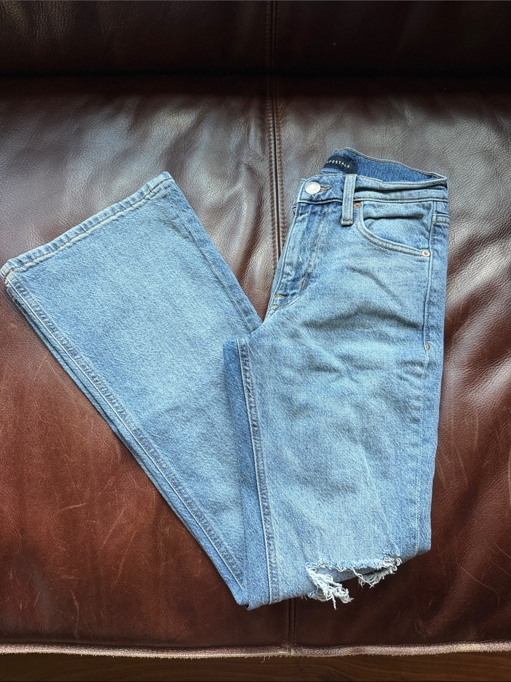Aeropostale Light Blue Flare Jeans with Distressed Hem